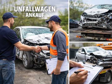 Auto hatte einen schweren Unfall und steht auf der Straße.